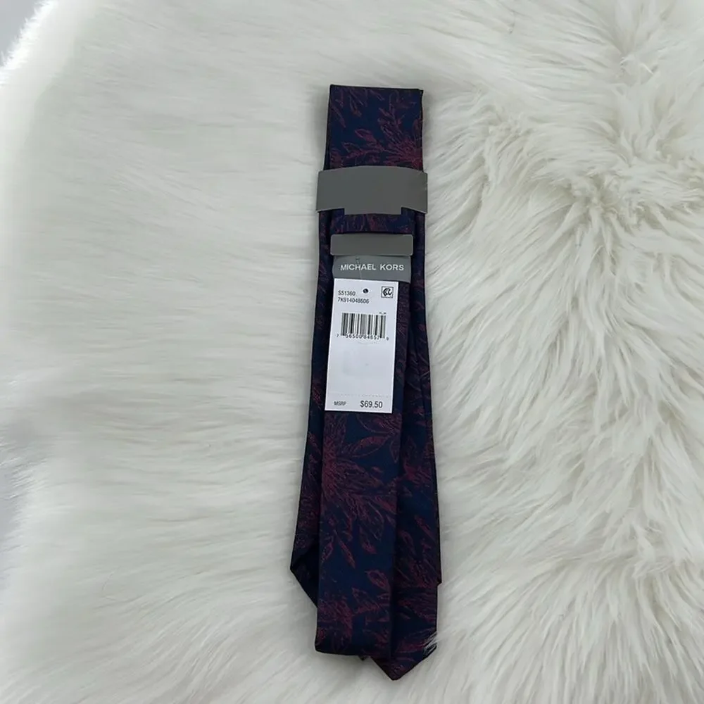 Michael Kors Silk Blend Floral Neck Tie - Purple/Pink Textured - New with tags
